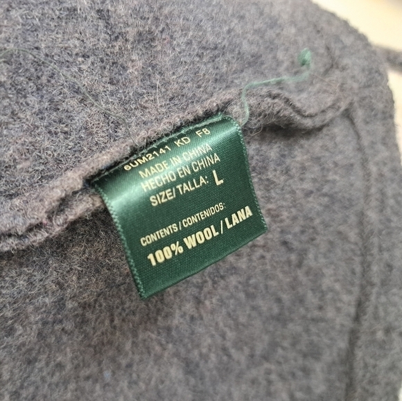 HARVE BENARD 100% wool jacket sweater 3/4 sleeves grey button belted SZ LG - Picture 5 of 7